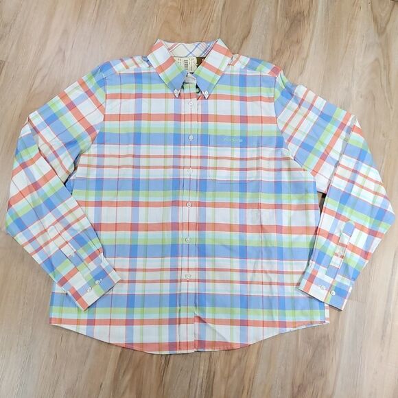 🔺️NWT Rockies Multicolored Checkered Long Sleeve Buttoned Shirt XLarge - Picture 1 of 11